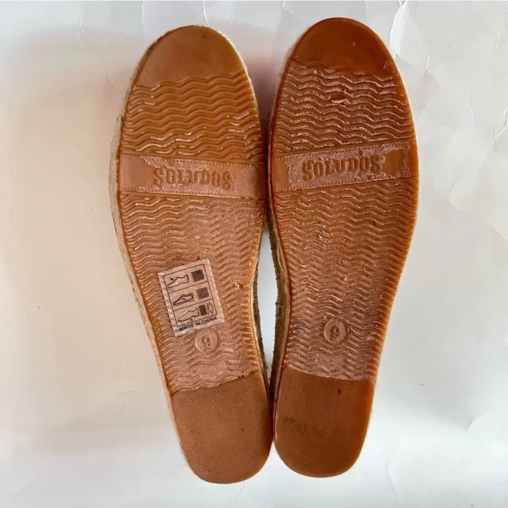 Soludos x Ash Kahn Natural Rainbow Embroidered Platform Espadrilles Size 9